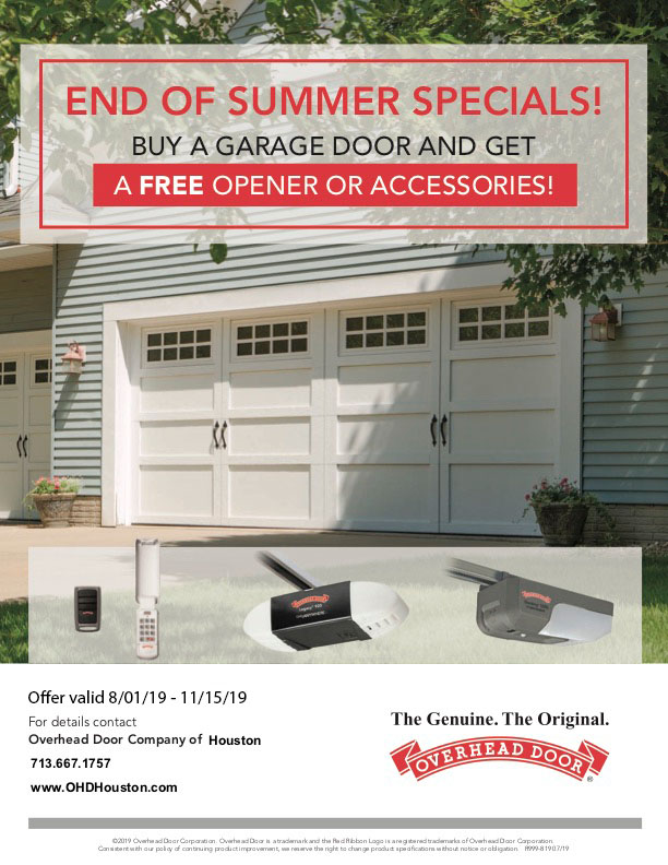 End Of Summer Specials Extended Overhead Door Company Of Houston